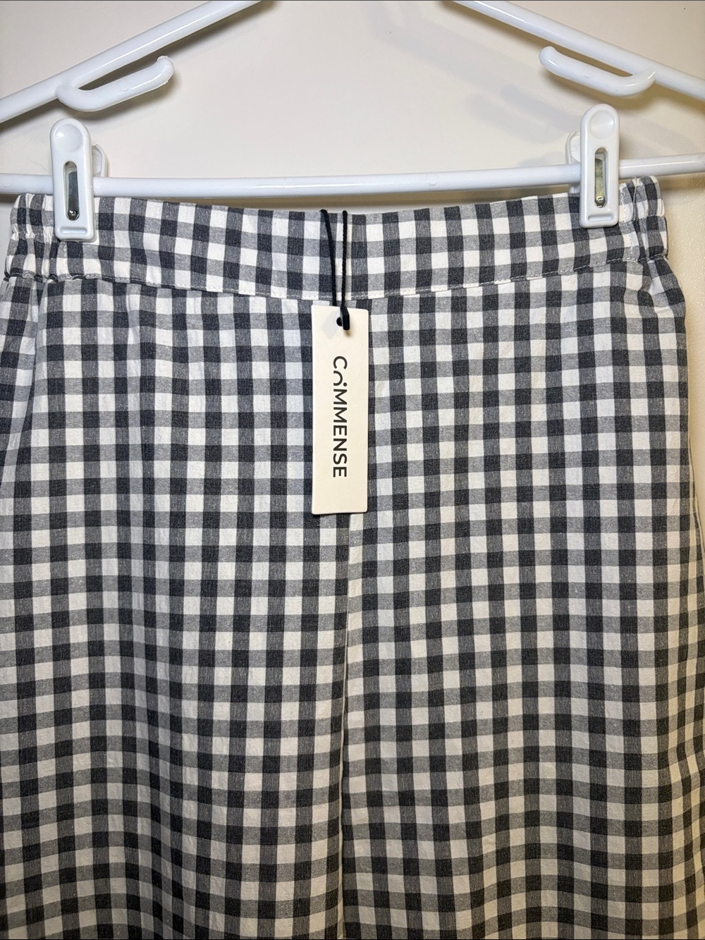 Commense Black and White Gingham Wide-Leg Pants - Picture 4 of 9